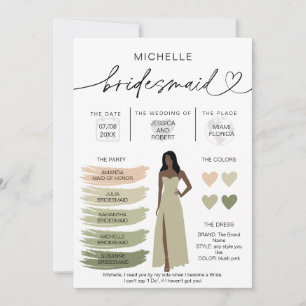 Bridesmaid Info Sage Colour Palette Infographic Invitation