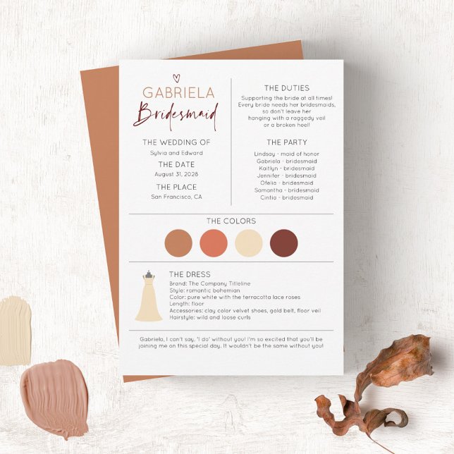 Bridesmaid Information and Proposal Card Template (Creator Uploaded)