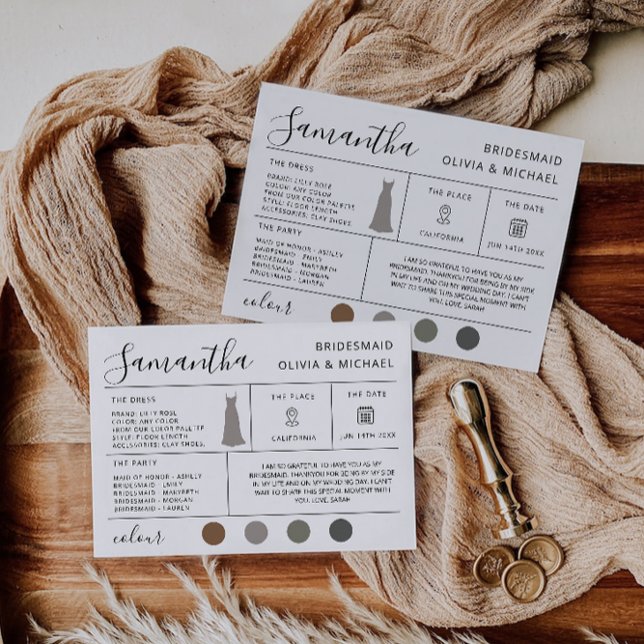 Bridesmaid Information Card, Bridal Proposal Card, Invitation (Bridesmaid Information Card, Bridal Proposal Card, Invitation)