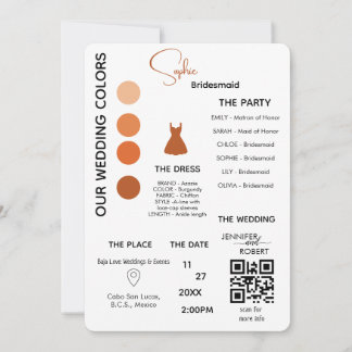 Bridesmaid Information Card | َBurnt orange