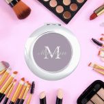 Bridesmaid Initial and Name Mauve Compact Mirror<br><div class="desc">A personalised compact mirror for your wedding bridesmaid or maid or honour that has her initial and name on a trendy,  mauve colour background. Edit to replace initial and name. Select your compact mirror style. Customise further to change font styles and sizes if desired.</div>