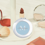 Bridesmaid Initial and Name Powder Blue Compact Mirror<br><div class="desc">A personalised compact mirror for your wedding bridesmaid or maid of honour that has her initial and name on a trendy,  powder blue colour background. Edit to replace initial and name. Select your compact mirror style. Customise further to change font styles and sizes if desired.</div>