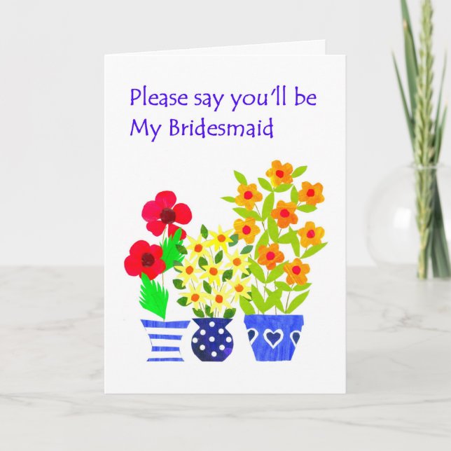 Bridesmaid Invitation Card - Flower Power (Front)