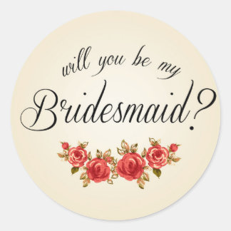 Bridesmaid Invitation Classic Round Sticker