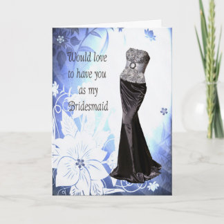 Bridesmaid  Invitation Gown Dress + Flowers