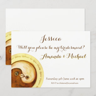 BRIDESMAID INVITE gold doves customisable
