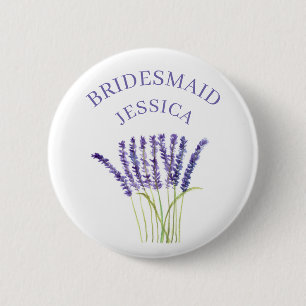 Bridesmaid Lavender Herb watercolor purple floral 6 Cm Round Badge