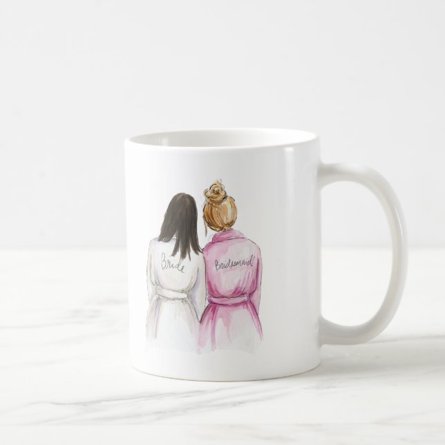 Bridesmaid? Long Dk Br Bride Dk Br Bun Maid Coffee Mug (Right)