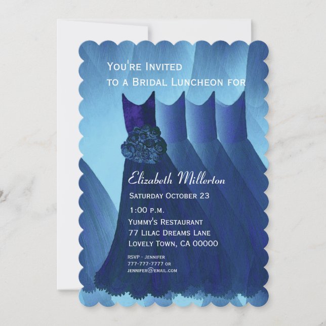 Bridesmaid Luncheon Brunch Blue Dresses V01 Invitation (Front)