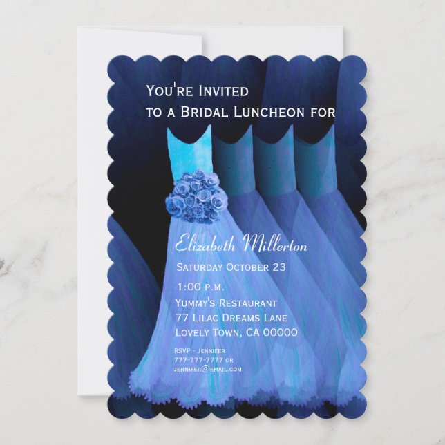 Bridesmaid Luncheon Brunch Blue Dresses V02 Invitation (Front)