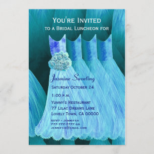 Bridesmaid Luncheon or Brunch Blue Dresses V05 Invitation