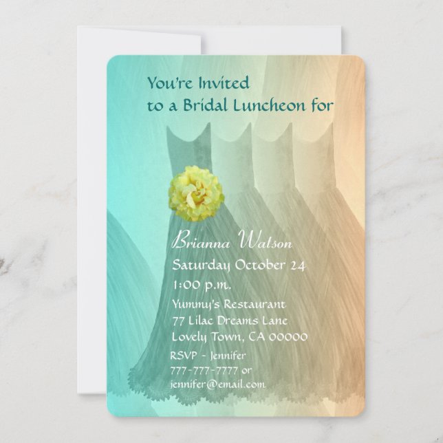 Bridesmaid Luncheon or Brunch Green Gold V01 Invitation (Front)