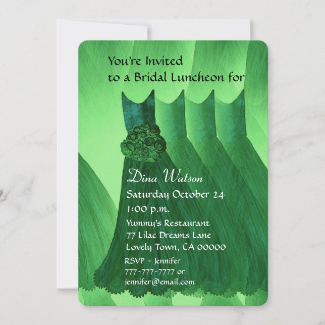 Bridesmaid Luncheon or Brunch Kelly Green V02L Invitation (Front)