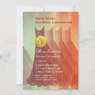 Bridesmaid Luncheon or Brunch Orange Dresses Invitation