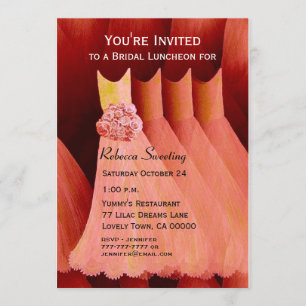 Bridesmaid Luncheon or Brunch Peach Dresses V04 Invitation