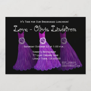 Bridesmaid Luncheon or Brunch Royal Purple Dresses Invitation
