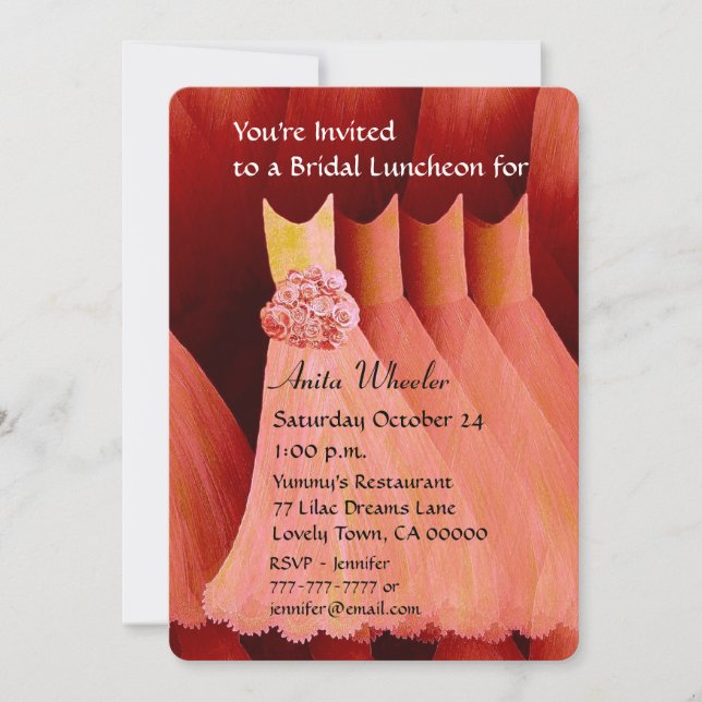 Bridesmaid Luncheon or Brunch Salmon Dresses V01F Invitation (Front)