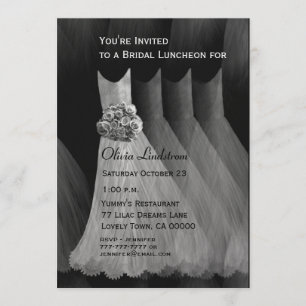 Bridesmaid Luncheon or Brunch Silver Grey Dresses Invitation
