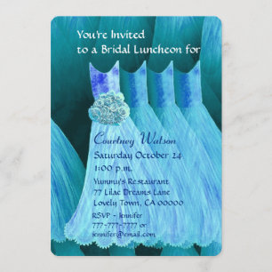 Bridesmaid Luncheon or Brunch Turquoise Blue V02A Invitation