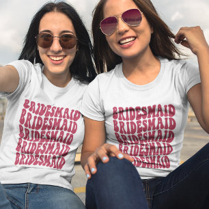 Bridesmaid Magenta Custom Matching Bridal Party T-Shirt