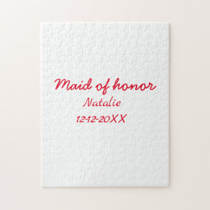 Bridesmaid maid of honor add name date year text jigsaw puzzle