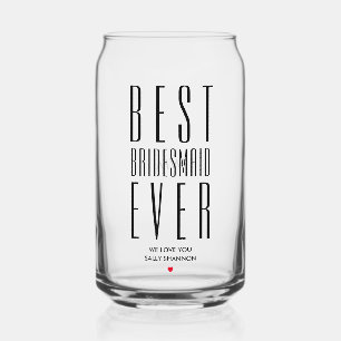 Bridesmaid Maid of Honour Bridal Bachelorette Funn Can Glass