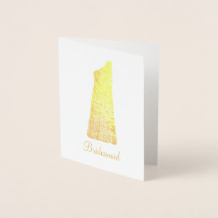 Bridesmaid Maid of Honour Bridal Party Wedding Gow Foil Card