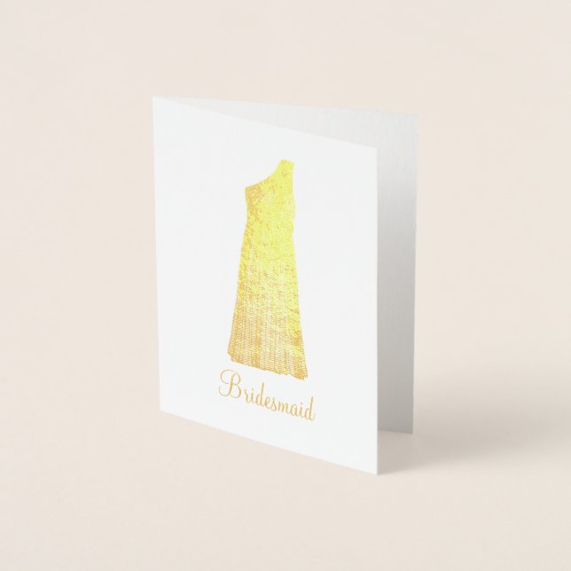 Bridesmaid Maid of Honour Bridal Party Wedding Gow Foil Card (Front)