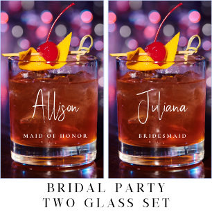 Bridesmaid Maid Of Honour Chic Wedding Whiskey Glass