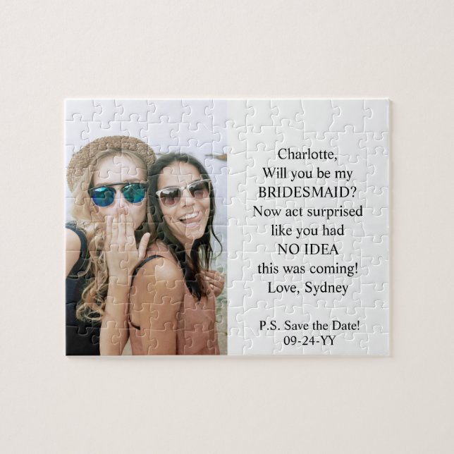 Bridesmaid / Maid of Honour Proposal Simple Photo Jigsaw Puzzle (Horizontal)