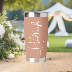 Bridesmaid   Minimal Script Name Gold Heart Clay Insulated Tumbler