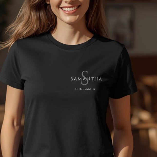 Bridesmaid Minimalist Name and Initial T-Shirt (Creator Uploaded)