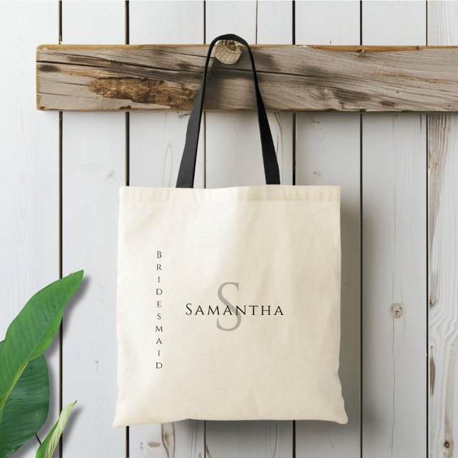 Bridesmaid Minimalist Name and Initial Tote Bag (Creator Uploaded)