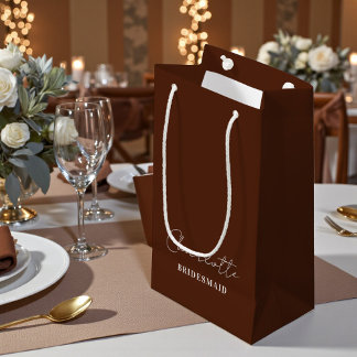 Bridesmaid Minimalist Script | Brown Small Gift Bag