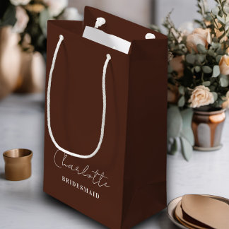 Bridesmaid | Minimalist Script Brown Small Gift Bag