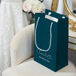 Bridesmaid Minimalist Script | Deep Teal Small Gift Bag<br><div class="desc">Looking for the perfect gift for your bridesmaids? Our Bridesmaid Minimalist Script Deep Teal Small Gift Bag is just what you need. Each bag can be customized with your bridesmaid's name,  making it a thoughtful and personalized gift that they will love.</div>