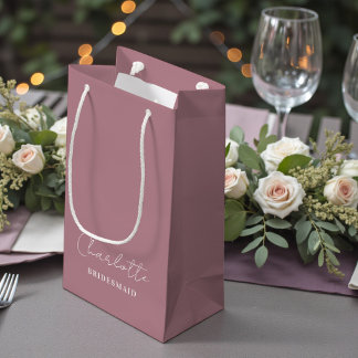 Bridesmaid Minimalist Script | Dusty Rose Small Gift Bag