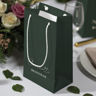 Bridesmaid | Minimalist Script Lunar Green Small Gift Bag