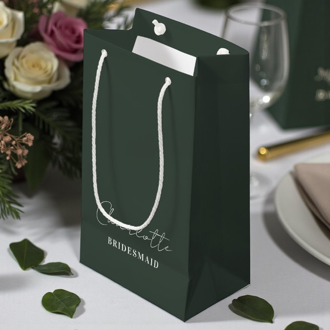 Bridesmaid | Minimalist Script Lunar Green Small Gift Bag (Creator Uploaded)