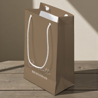 Bridesmaid | Minimalist Script Natural  Small Gift Bag