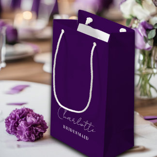 Bridesmaid | Minimalist Script Purple Small Gift Bag