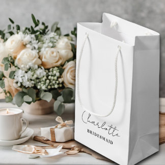 Bridesmaid | Minimalist Script White Small Gift Bag