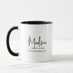 Bridesmaid | Minimalist Typewriter Bachelorette Mug<br><div class="desc">Create your own bridesmaid mugs. A simple and modern design in black and white colour featuring handwritten calligraphy and typewriter typo for a minimalist and cool look. Any font,  any colour,  no minimum.</div>