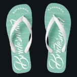 Bridesmaid Mint Or Any Colour Stripes Pattern Flip Flops<br><div class="desc">Mint Stripes Pattern - Change to Any Colour by clicking customise. And say anything you want.  Make these one of a kind flip flops that have YOUR message on them.  Be the talk of the beach!</div>