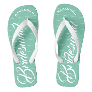 Bridesmaid Mint Or Any Colour Stripes Pattern Flip Flops