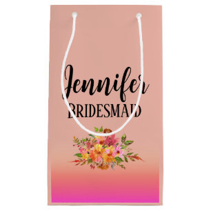 Bridesmaid   Modern Floral Personalised Small Gift Bag