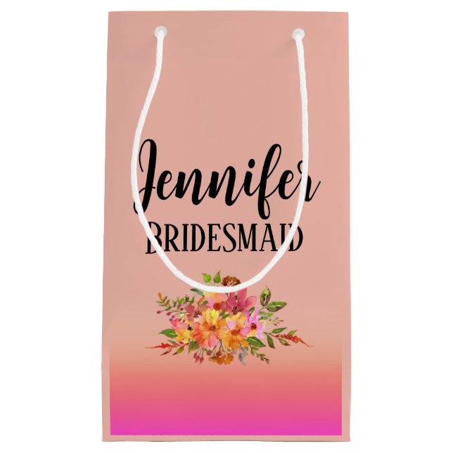 Bridesmaid | Modern Floral Personalised Small Gift Bag (Front)