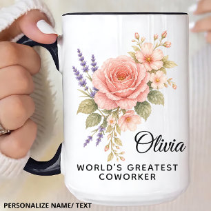 Bridesmaid   Modern Floral Teacher Coworker Name Coffee Mug
