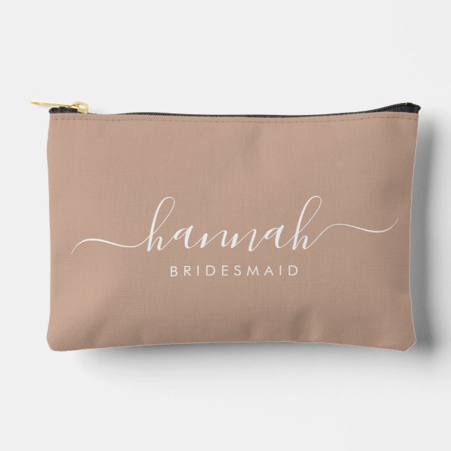 Bridesmaid Modern Minimal Script Cosmetic  Accessory Pouch (Front)