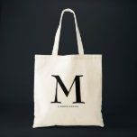 Bridesmaid Modern Minimalist Bachelorette Tote Bag<br><div class="desc">Simple tote bag is personalised with a large monogram initial,  choose your first or last name initial,  and your full name below in black. Ideal for yourself,  gift bag for your bridesmaids,  bachelorette party,  or any occasion.</div>